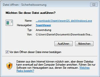 Screenshot Windows Sicherheitswarnung